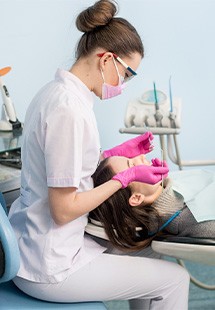 Patient getting a dental cleaning